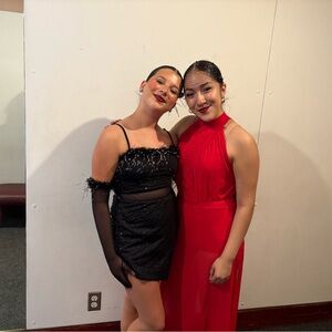 Elegant Black Costume with Gloves